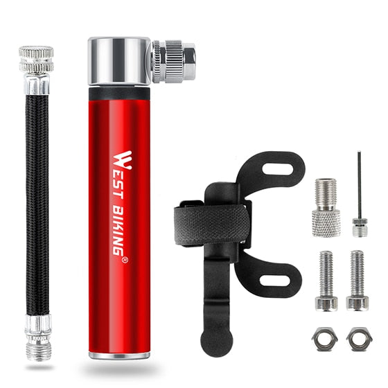 WEST BIKING Hand Mini Bicycle Pump Tire Air Inflator Schrader Presta Valve Ball Needle Hose MTB Accessories Portable Bike Pump - KiwisLove
