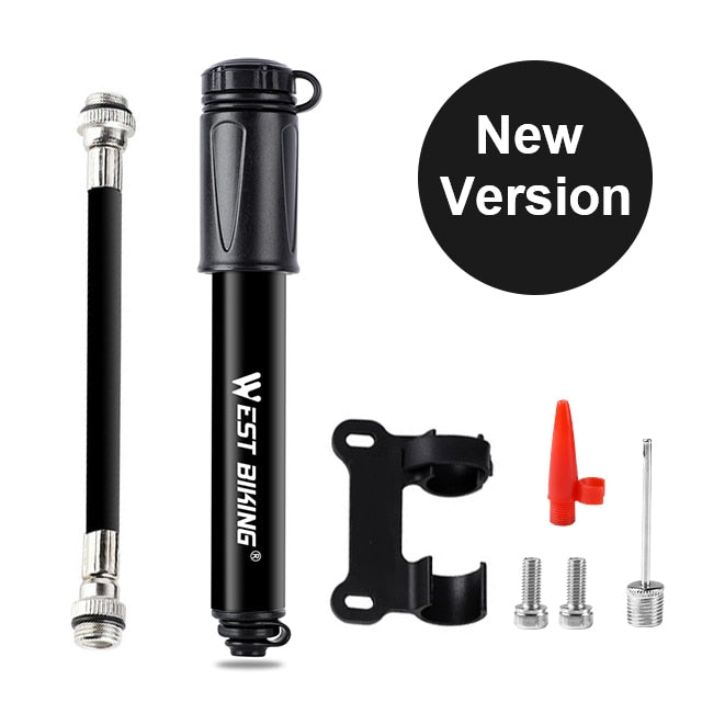 WEST BIKING Hand Mini Bicycle Pump Tire Air Inflator Schrader Presta Valve Ball Needle Hose MTB Accessories Portable Bike Pump - KiwisLove
