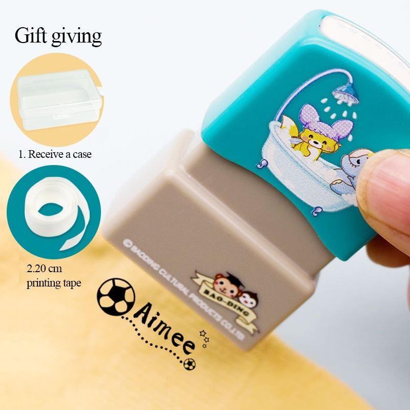 Personalized Kids Name Stamp for Clothes and Notebooks – Includes Ink and Iron-On Tape - KiwisLove