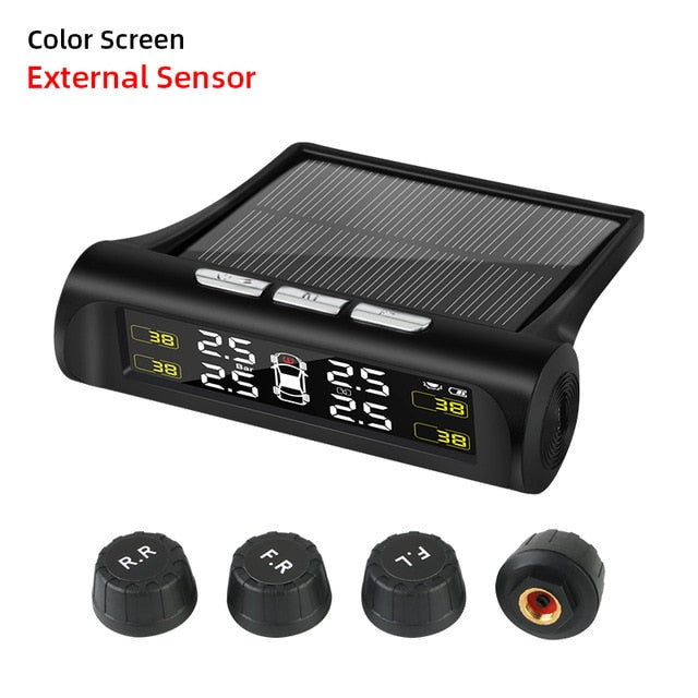 TPMS Tyre Pressure Monitoring System Solar Power Digital LCD Display Auto Security Alarm Systems Tyre Pressure - KiwisLove