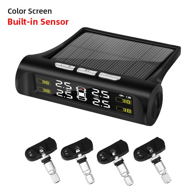 TPMS Tyre Pressure Monitoring System Solar Power Digital LCD Display Auto Security Alarm Systems Tyre Pressure - KiwisLove
