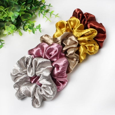 5 Pcs Hair Scrunchies Set Fashion Simple Basic Elastic Hair Bands Ponytail Holder Dot Stripe Scrunchie Hair Tie For Girl Women - KiwisLove