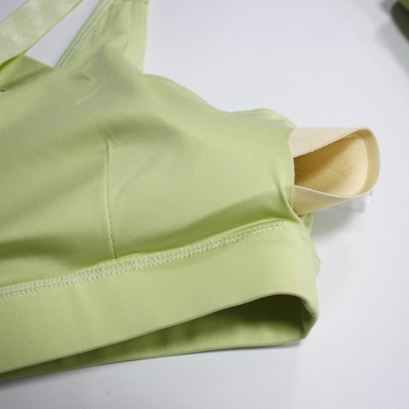 Women Yoga Sets Sports Cross Top Bra Legging Fitness Gym Wear Running Clothing - KiwisLove