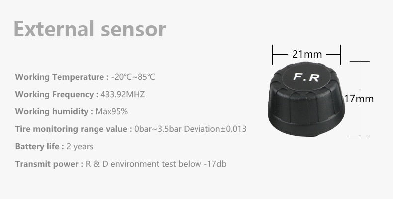 Solar TPMS Car Tire Pressure Alarm Monitor  Display Intelligent Temperature Warning Fuel Save 4 Sensors - KiwisLove