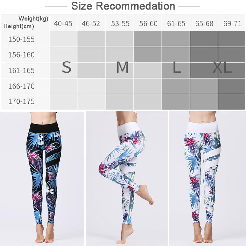 Yoga Pants Women Flower High Waist Sports Leggings Long Tights Push Up Running - KiwisLove