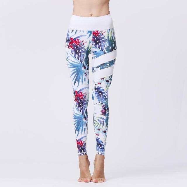 Yoga Pants Women Flower High Waist Sports Leggings Long Tights Push Up Running - KiwisLove