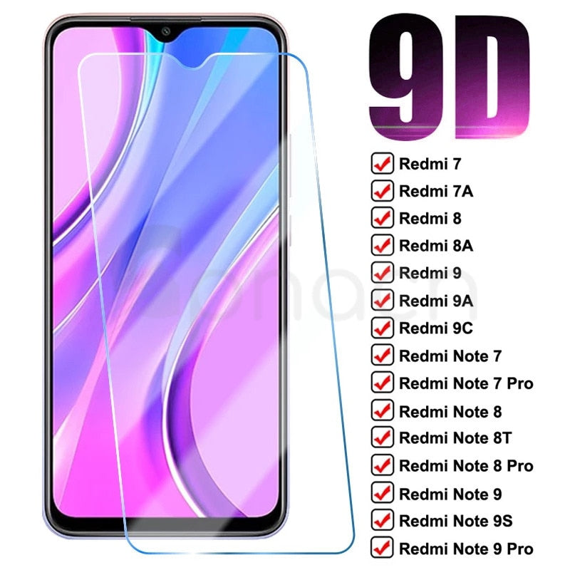 9D Protection Glass For Xiaomi Redmi 9 9A 9C 8 8A 7 7A Tempered Screen Protector Redmi Note 7 8 8T 9S 9 Pro Safety Glass Film - KiwisLove