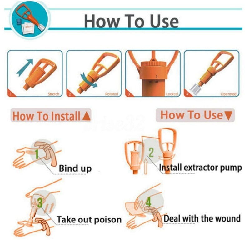 Outdoor Camping Survivor Venom Extractor Kit Safe First Aid Kit Safety Venom Protector for Snake bees Bite * - KiwisLove