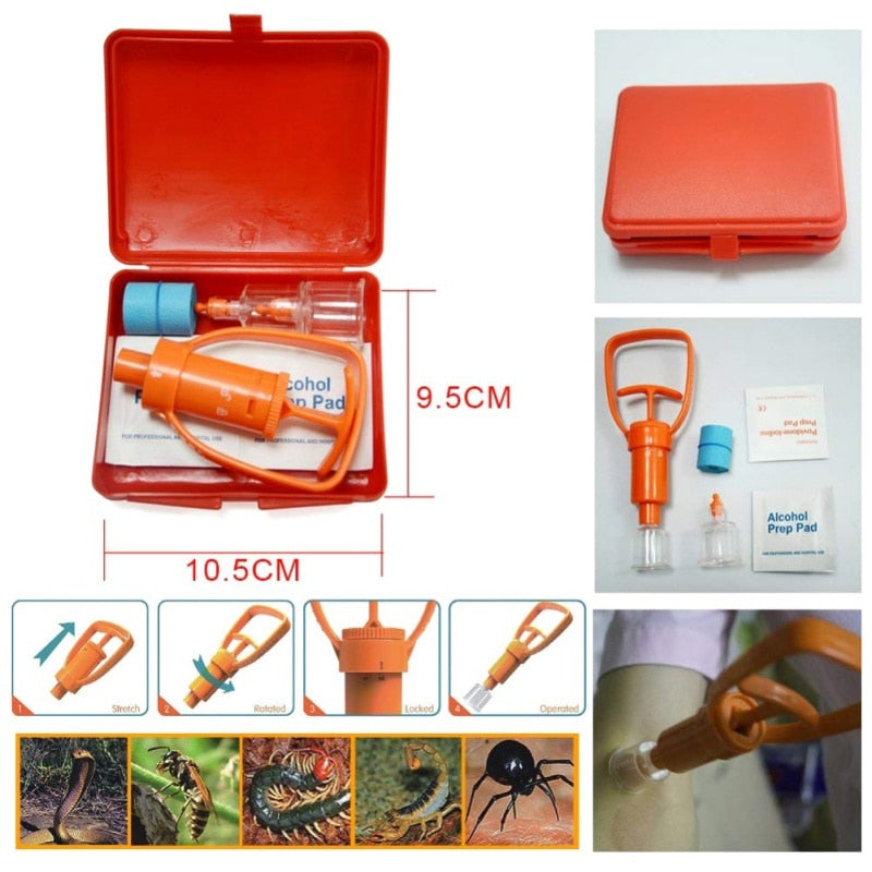 Outdoor Camping Survivor Venom Extractor Kit Safe First Aid Kit Safety Venom Protector for Snake bees Bite * - KiwisLove
