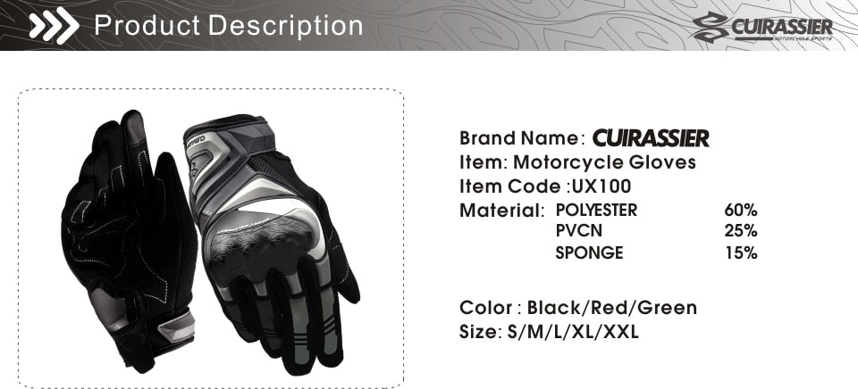 Cuirassier Summer Motorcycle Gloves Men Touch Screen Breathable Motobike Riding Moto Protective Gear Motorbike Motocross Gloves - KiwisLove