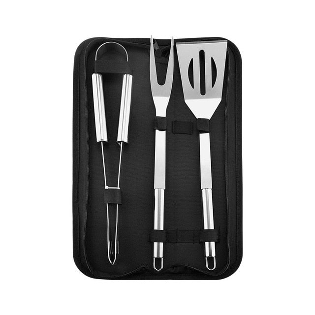 Stainless Steel BBQ Tools Set spatula fork tongs knife brush skewers  Grilling Utensil - KiwisLove