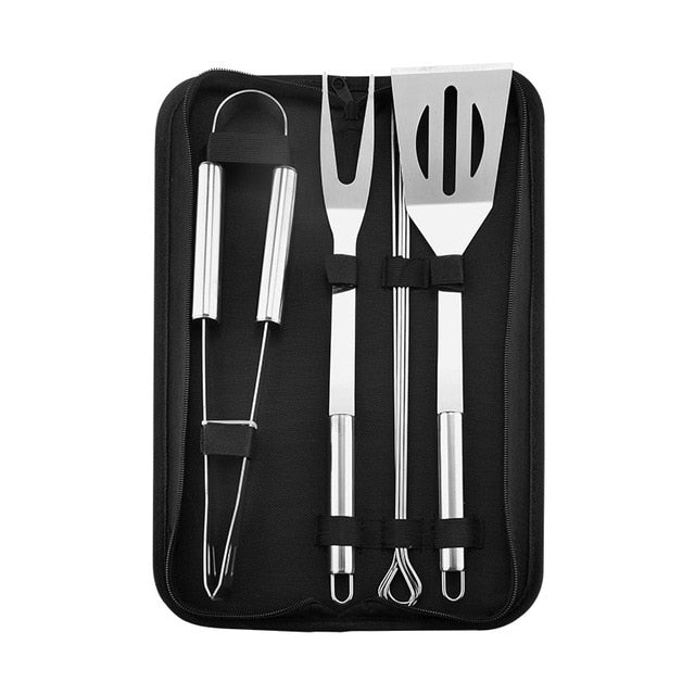 Stainless Steel BBQ Tools Set spatula fork tongs knife brush skewers  Grilling Utensil - KiwisLove