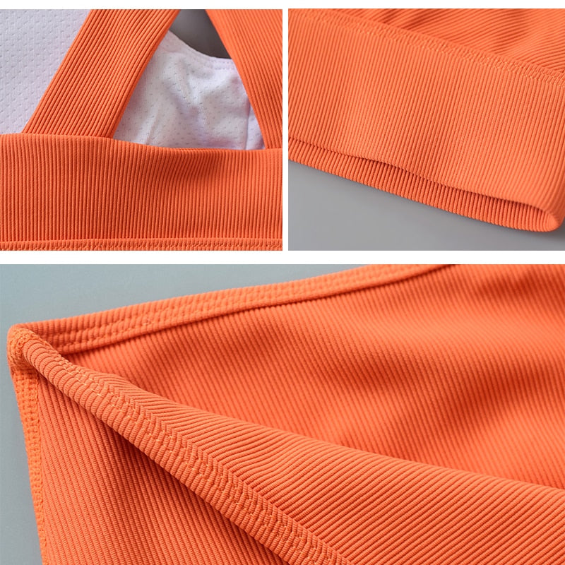 Women Yoga set Cross Pad Bra High Waist Legging Sportswear Running Gym Clothing Workout Fitness - KiwisLove