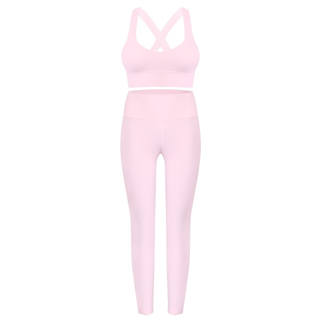 Women Yoga set Cross Pad Bra High Waist Legging Sportswear Running Gym Clothing Workout Fitness - KiwisLove