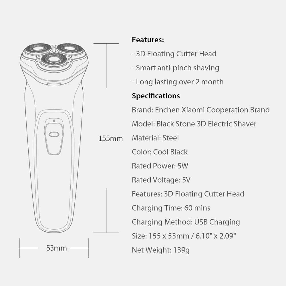 ENCHEN Face Shaver Men Recharge 3D Floating Electric Shaving  Trimmer - KiwisLove
