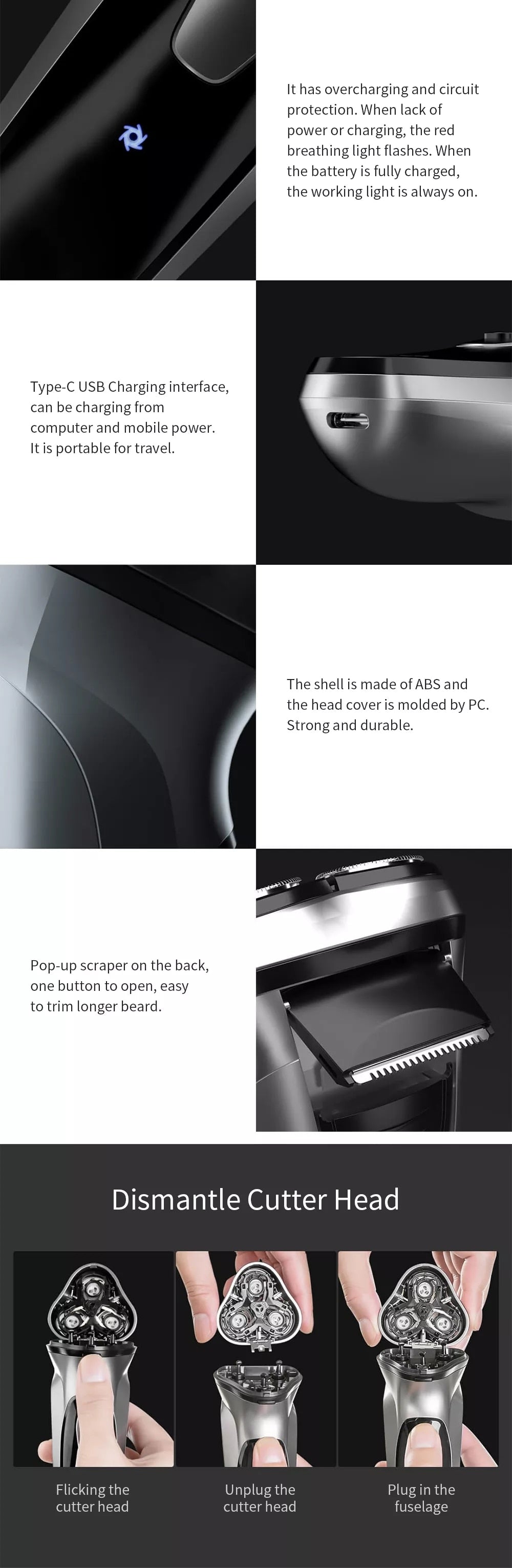 ENCHEN Electric Face Shaver Razor Men 3D Floating Blade USB Recharge - KiwisLove