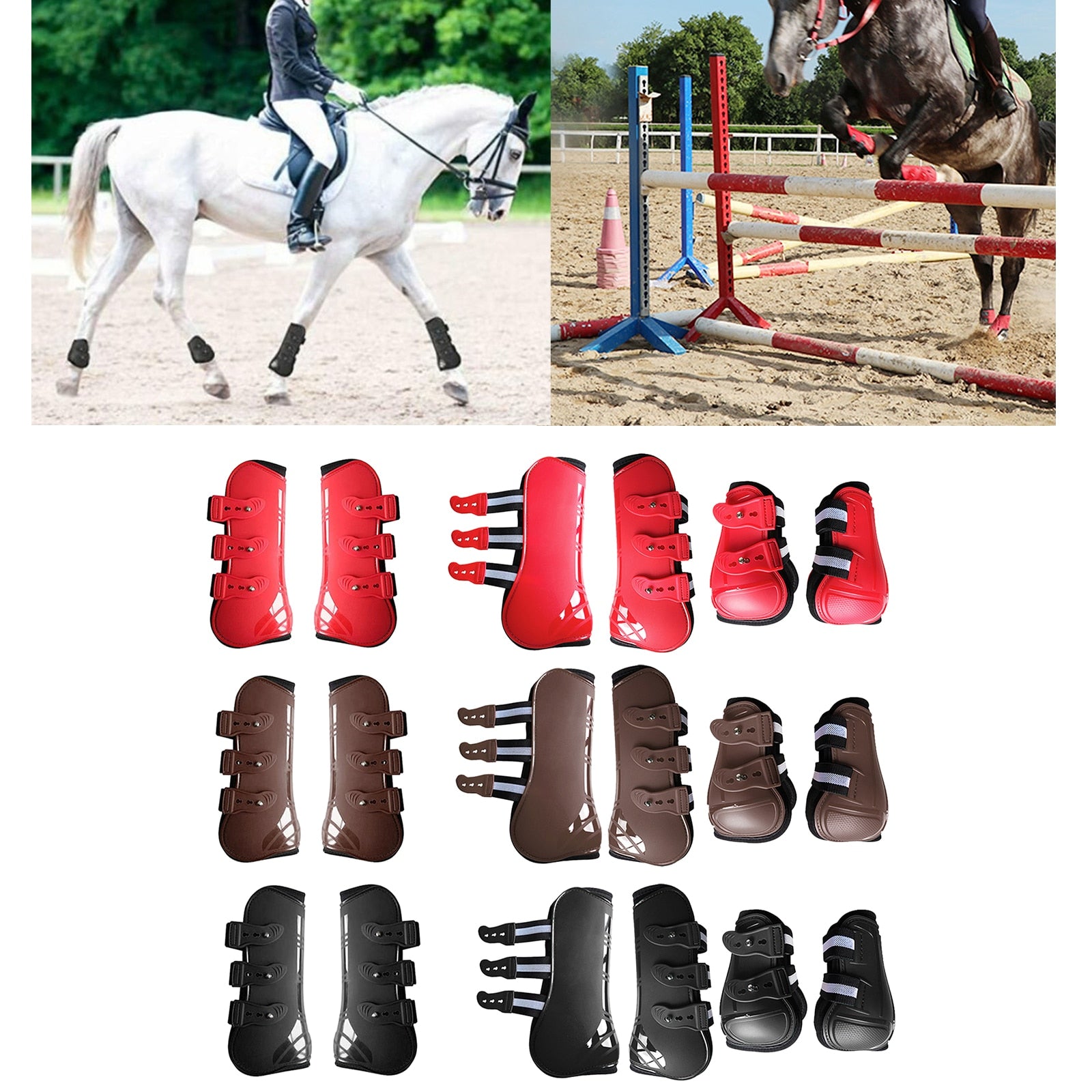 Horse Tendon Boot Horse PU Shell Neoprene Lined Leg Boots Sets Horse Bell Boots Legs Equine Protective Gear - KiwisLove