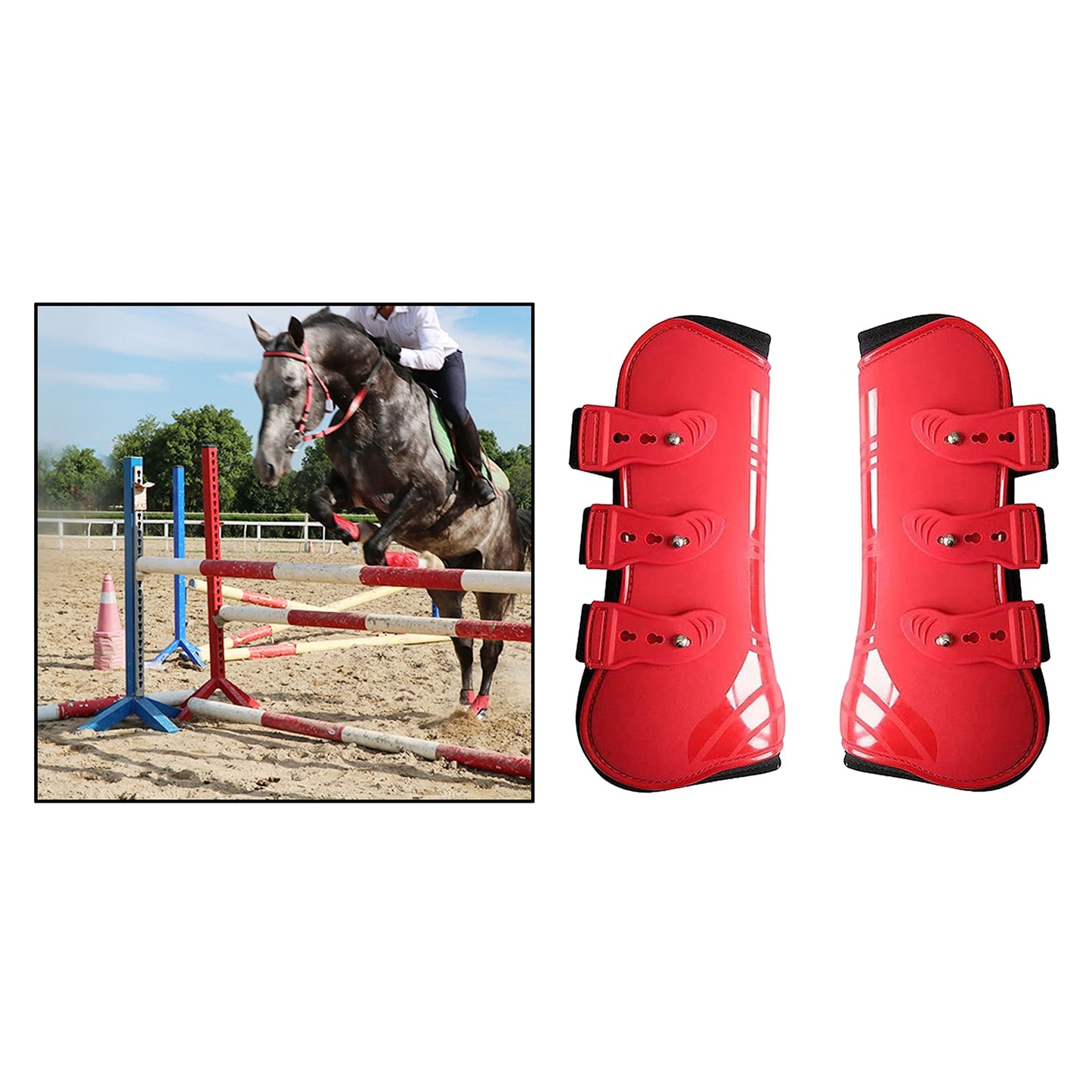 Horse Tendon Boot Horse PU Shell Neoprene Lined Leg Boots Sets Horse Bell Boots Legs Equine Protective Gear - KiwisLove