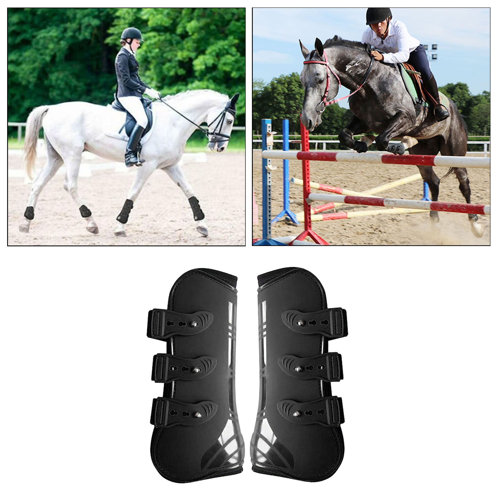 Horse Tendon Boot Horse PU Shell Neoprene Lined Leg Boots Sets Horse Bell Boots Legs Equine Protective Gear - KiwisLove