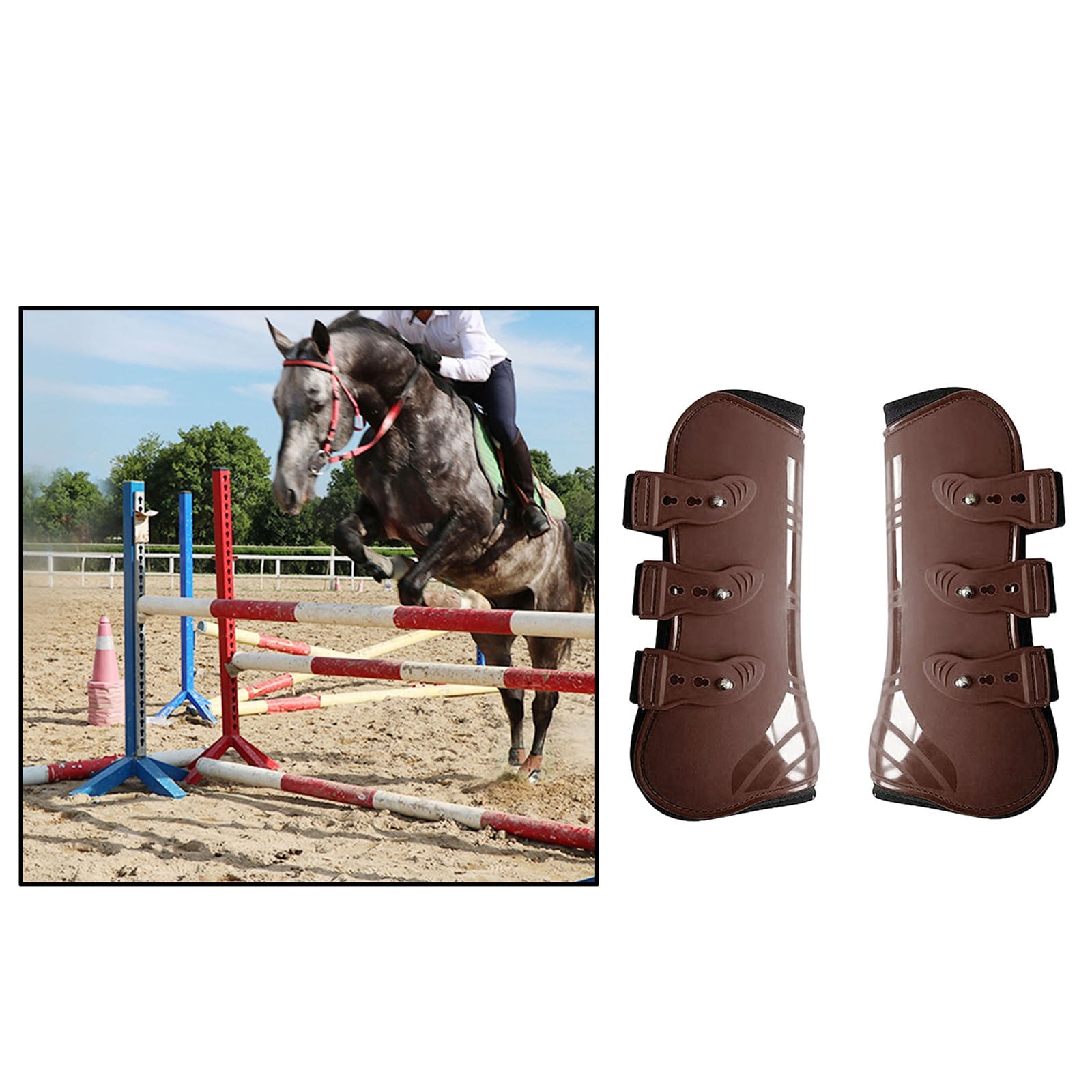 Horse Tendon Boot Horse PU Shell Neoprene Lined Leg Boots Sets Horse Bell Boots Legs Equine Protective Gear - KiwisLove