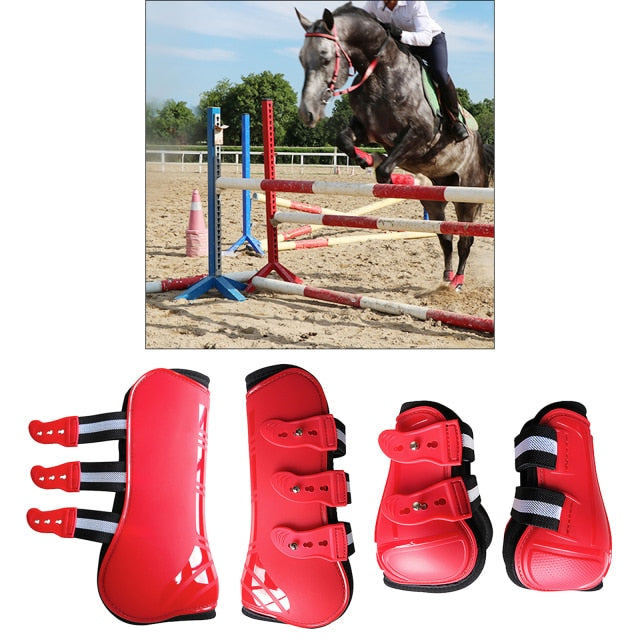 Horse Tendon Boot Horse PU Shell Neoprene Lined Leg Boots Sets Horse Bell Boots Legs Equine Protective Gear - KiwisLove