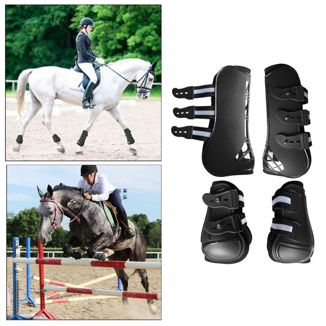Horse Tendon Boot Horse PU Shell Neoprene Lined Leg Boots Sets Horse Bell Boots Legs Equine Protective Gear - KiwisLove