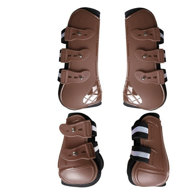 Horse Tendon Boot Horse PU Shell Neoprene Lined Leg Boots Sets Horse Bell Boots Legs Equine Protective Gear - KiwisLove