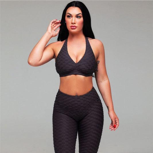 Women Yoga Suit Sports Bra High Waist Legging Gym Wear Fitness Suit Running - KiwisLove