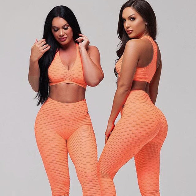 Women Yoga Suit Sports Bra High Waist Legging Gym Wear Fitness Suit Running - KiwisLove