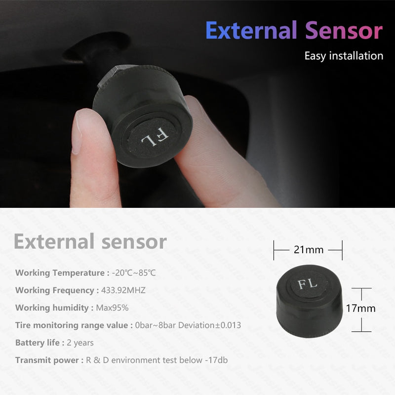 USB Android TPMS Car Tire Pressure Alarm Monitor  Temperature Warning - KiwisLove