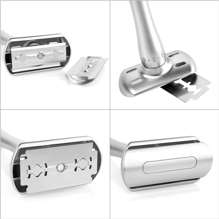 QShave Adjustable Safety Razor with Magnetic Cover 1 Razor 1 Blade Disposal Case & 5 blades - KiwisLove