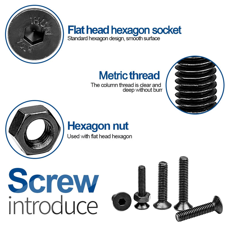 NINDEJIN hexagon socket countersunk head screw kit carbon steel flat head - KiwisLove