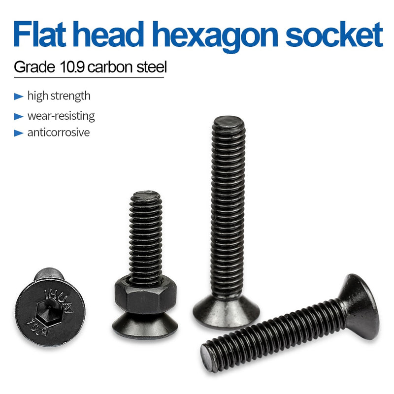 NINDEJIN hexagon socket countersunk head screw kit carbon steel flat head - KiwisLove