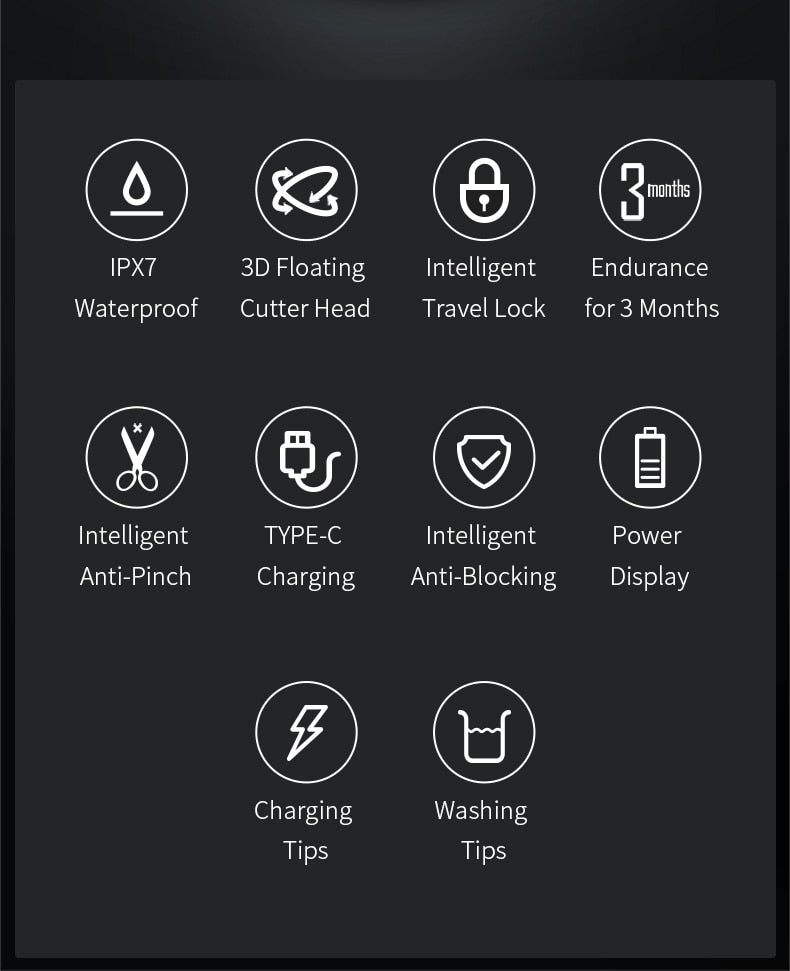ENCHEN Electric Shaver Men Waterproof Rechargeable Beard Trimmer Razor - KiwisLove