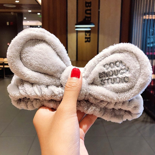 Hair Holder Hairbands Soft Warm Coral Fleece Bow Animal Ears Headband - KiwisLove