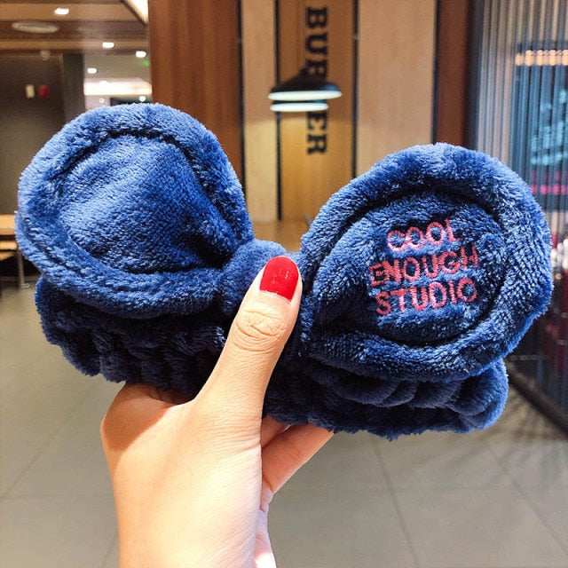 Hair Holder Hairbands Soft Warm Coral Fleece Bow Animal Ears Headband - KiwisLove