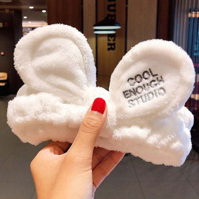 Hair Holder Hairbands Soft Warm Coral Fleece Bow Animal Ears Headband - KiwisLove