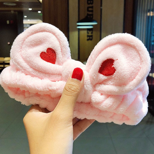 Hair Holder Hairbands Soft Warm Coral Fleece Bow Animal Ears Headband - KiwisLove