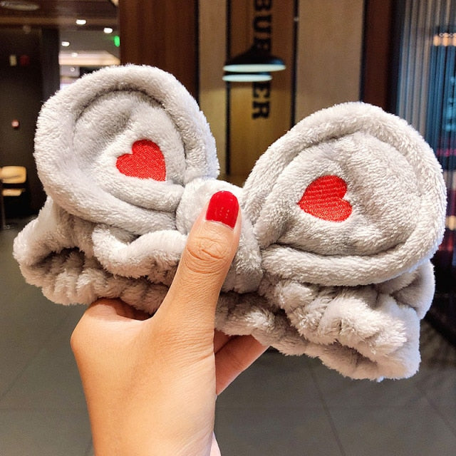 Hair Holder Hairbands Soft Warm Coral Fleece Bow Animal Ears Headband - KiwisLove