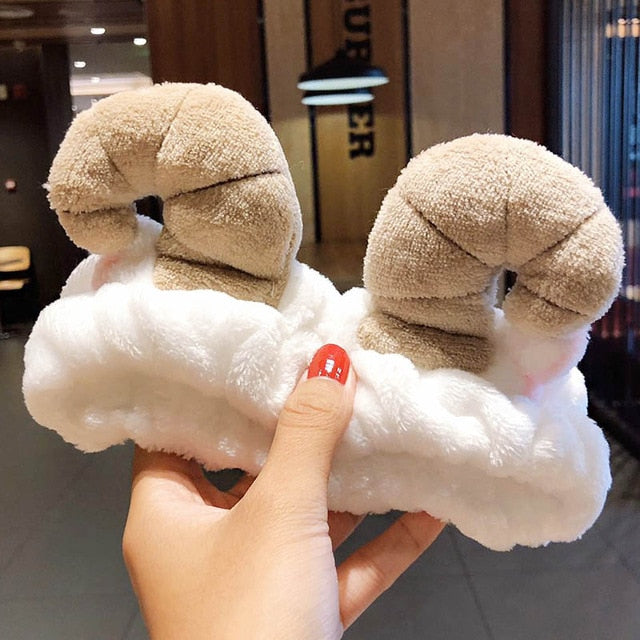 Hair Holder Hairbands Soft Warm Coral Fleece Bow Animal Ears Headband - KiwisLove