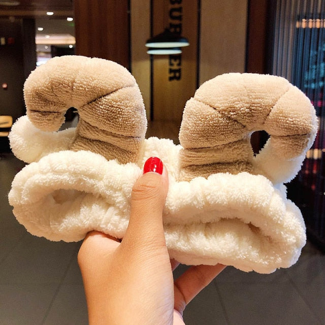 Hair Holder Hairbands Soft Warm Coral Fleece Bow Animal Ears Headband - KiwisLove