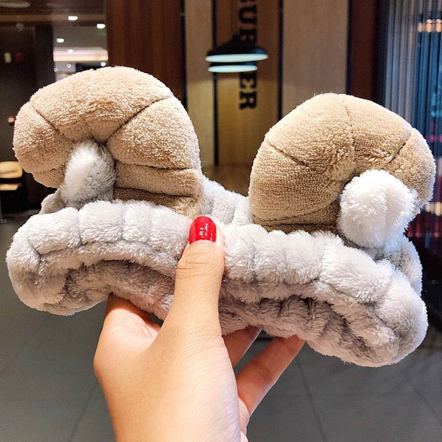 Hair Holder Hairbands Soft Warm Coral Fleece Bow Animal Ears Headband - KiwisLove