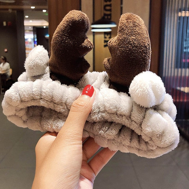 Hair Holder Hairbands Soft Warm Coral Fleece Bow Animal Ears Headband - KiwisLove