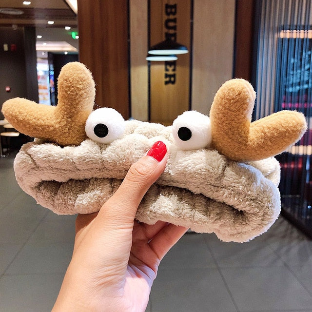 Hair Holder Hairbands Soft Warm Coral Fleece Bow Animal Ears Headband - KiwisLove