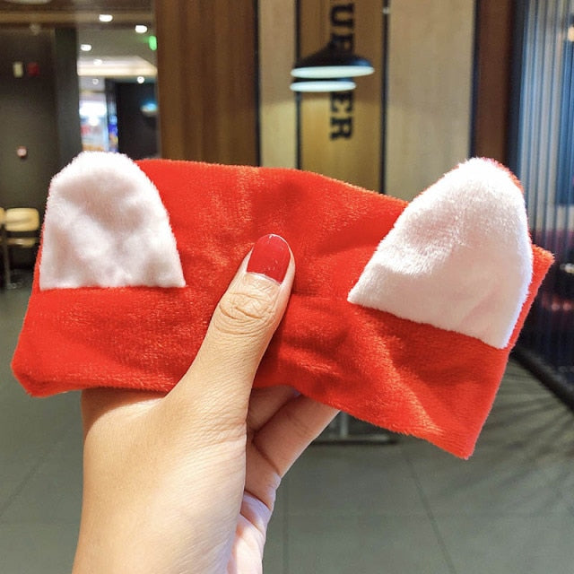 Hair Holder Hairbands Soft Warm Coral Fleece Bow Animal Ears Headband - KiwisLove