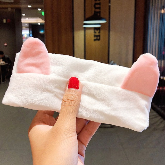 Hair Holder Hairbands Soft Warm Coral Fleece Bow Animal Ears Headband - KiwisLove
