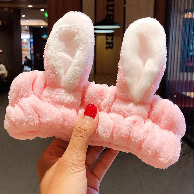 Hair Holder Hairbands Soft Warm Coral Fleece Bow Animal Ears Headband - KiwisLove