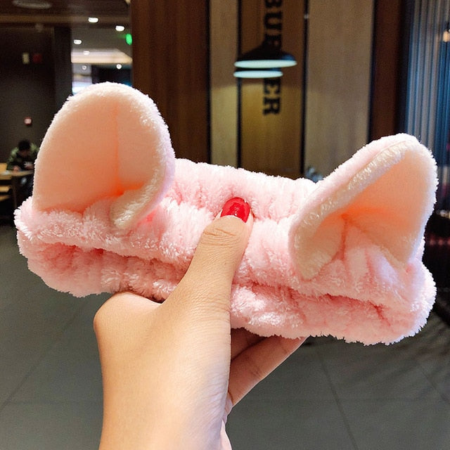 Hair Holder Hairbands Soft Warm Coral Fleece Bow Animal Ears Headband - KiwisLove