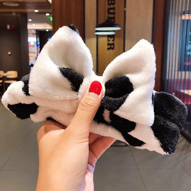 Hair Holder Hairbands Soft Warm Coral Fleece Bow Animal Ears Headband - KiwisLove
