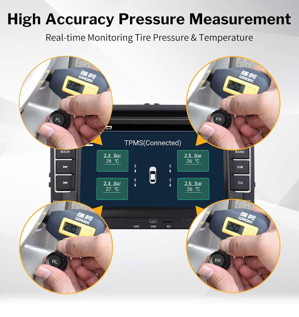TPMS  USB Car Radio DVD Player Tire Pressure Monitoring System Spare Tyre Internal External Sensor  TMPS - KiwisLove